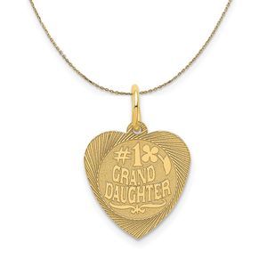 14k Yellow Gold #1 Granddaughter Engravable Heart Necklace - 20 Inch